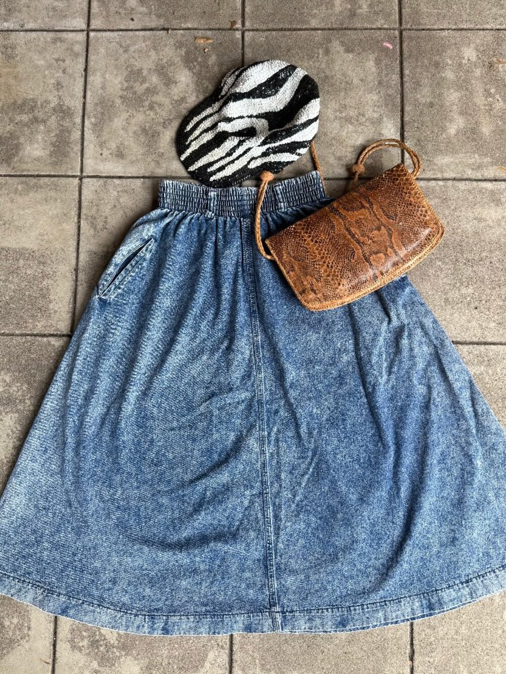 Vintage OshKosh Denim Skirt Acid Wash High Waist 90s